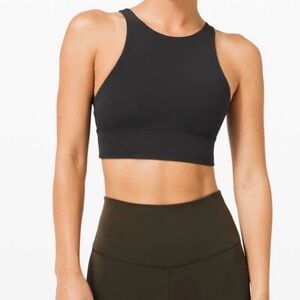 Lululemon Energy Bra High Neck Long Line *Tough Black Womens Size 8